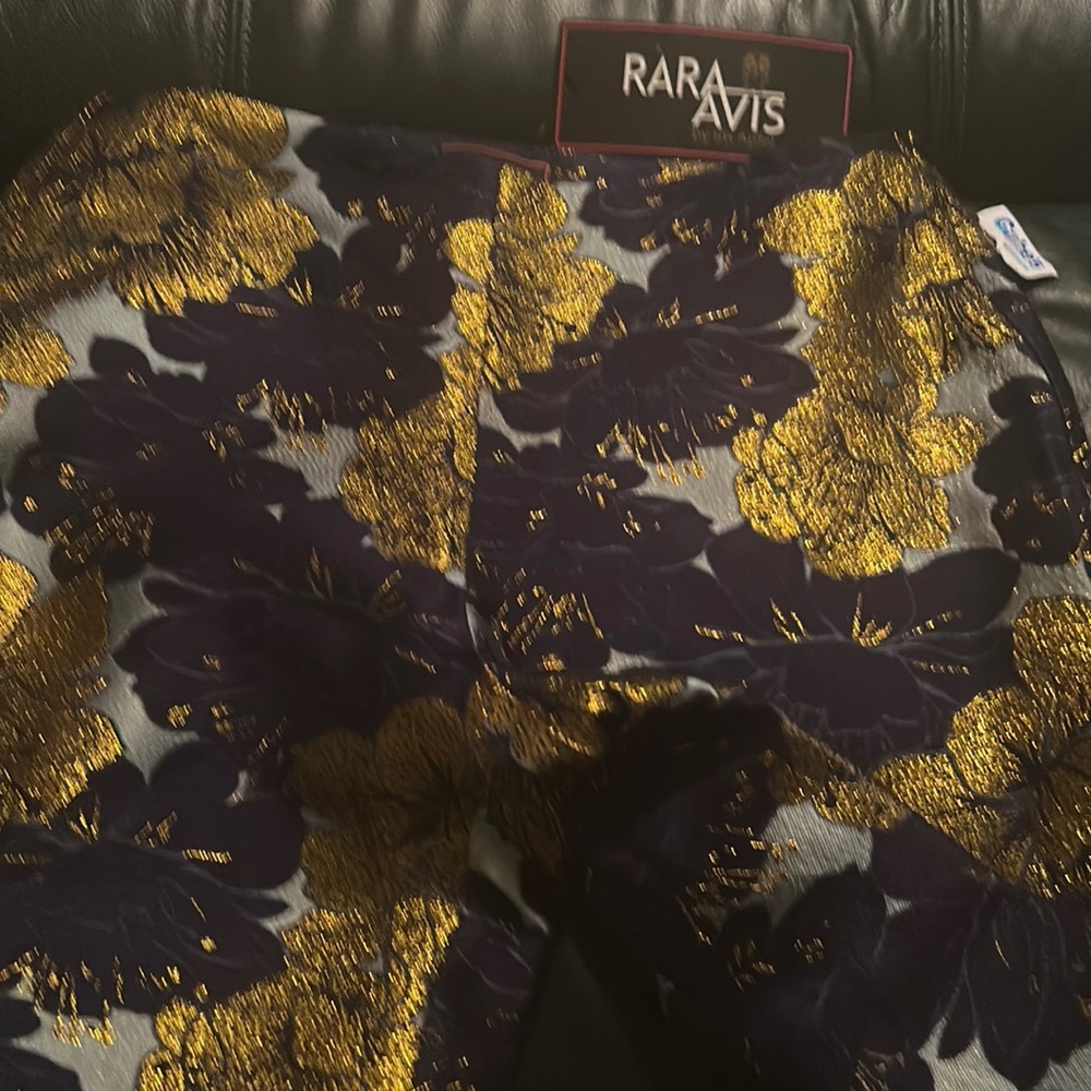 Blue and gold floral no waist pants.